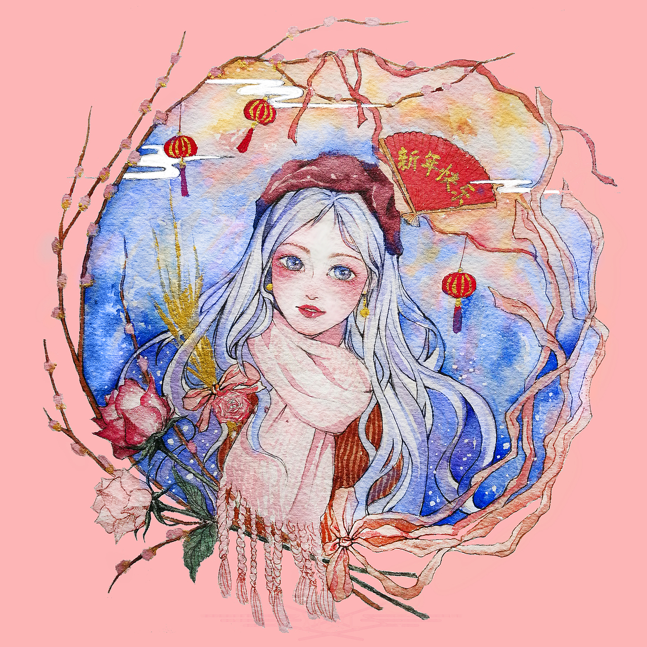 水彩新年快乐吖（图ZMTQxNTQxNjMy） - 创作习作 - 站酷设计师刈安L原创素材 - 站酷ZCOOL