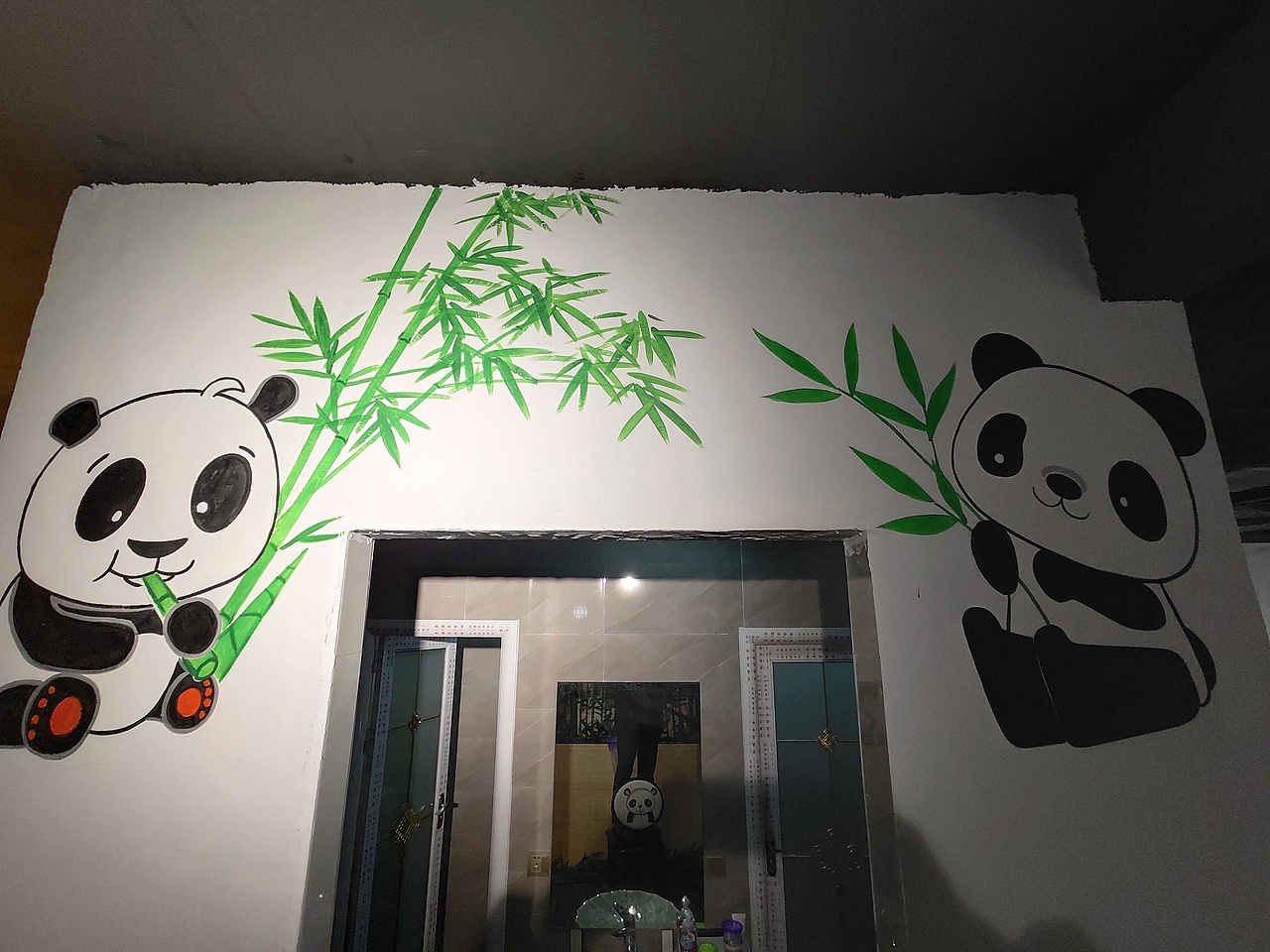 熊猫墙绘火锅墙绘饭店墙绘