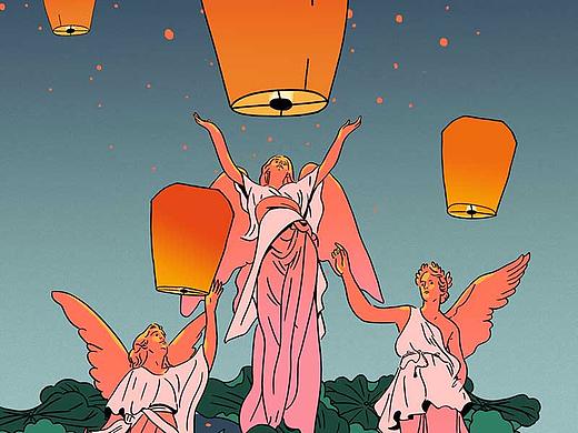 茶颜悦色-灵验茶包装插画