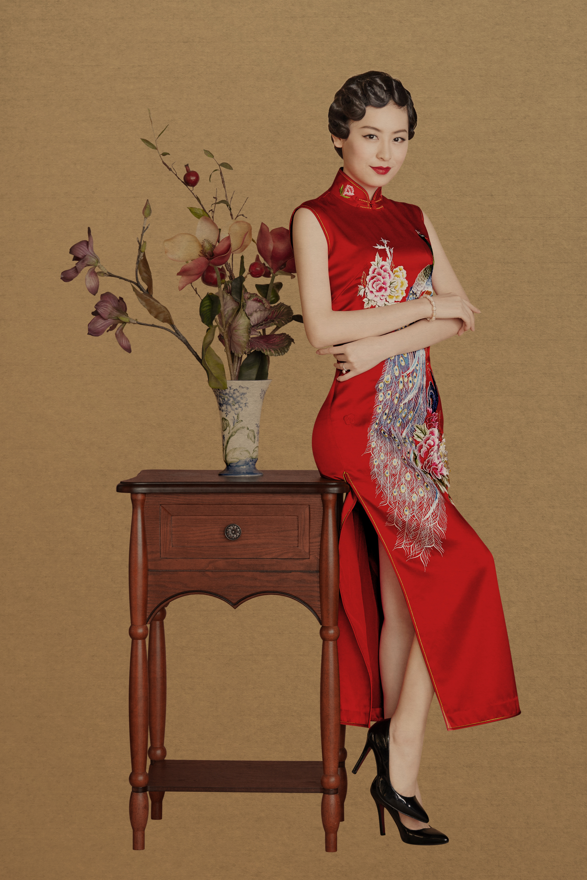 服装拍摄某品牌旗袍礼服中国风新文人画摄影