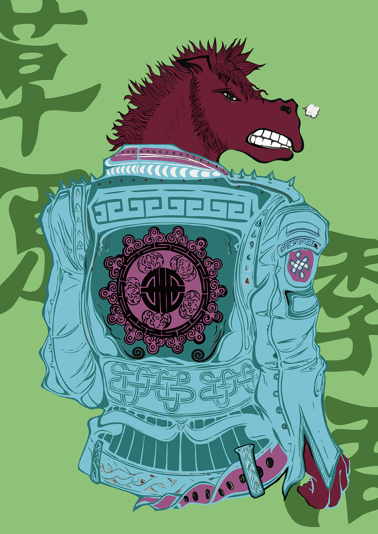 蒙古战马(电脑上色)