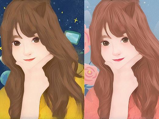 插畫風(fēng)頭像（個(gè)人主頁-ZMzM0NTc5MjQ=） - 人像攝影 - 站酷設(shè)計(jì)師Alina婷小兔原創(chuàng)素材 - 站酷ZCOOL