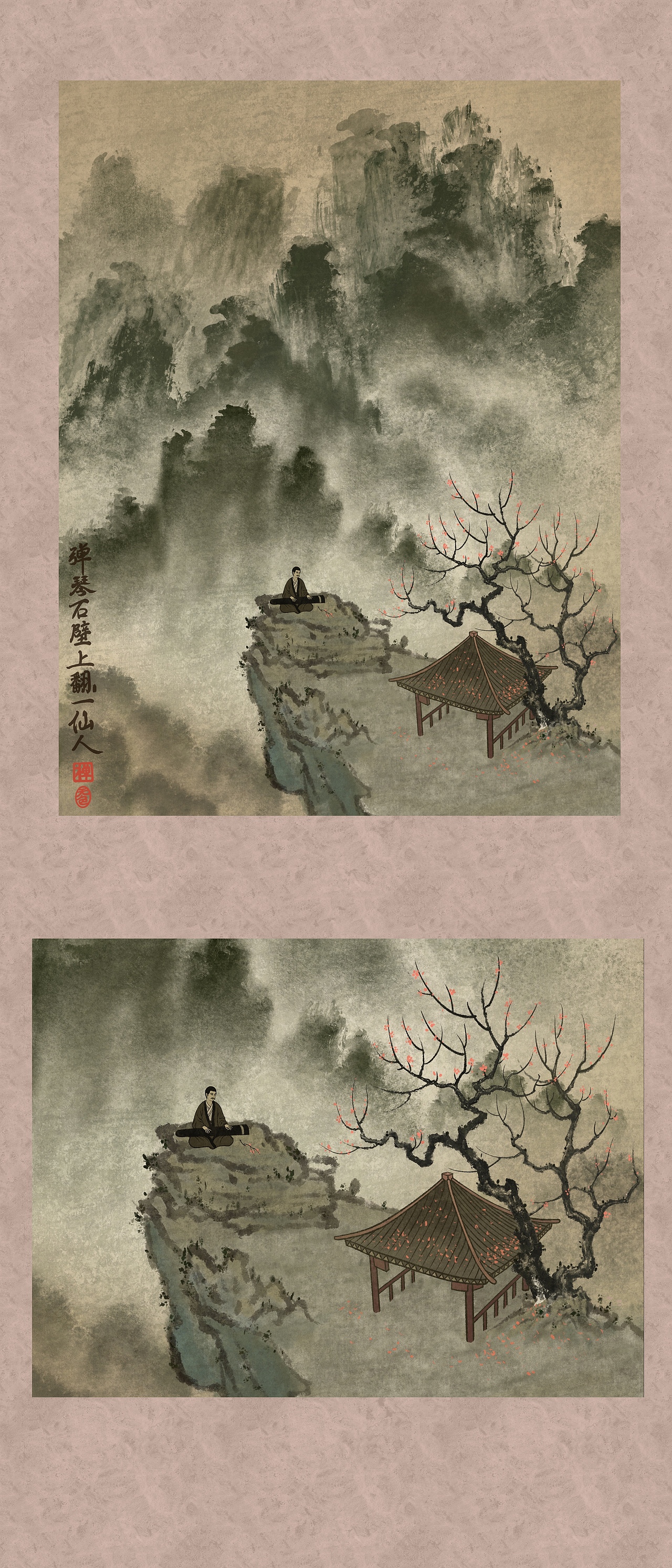 之前画的一些传统山水画,花鸟画