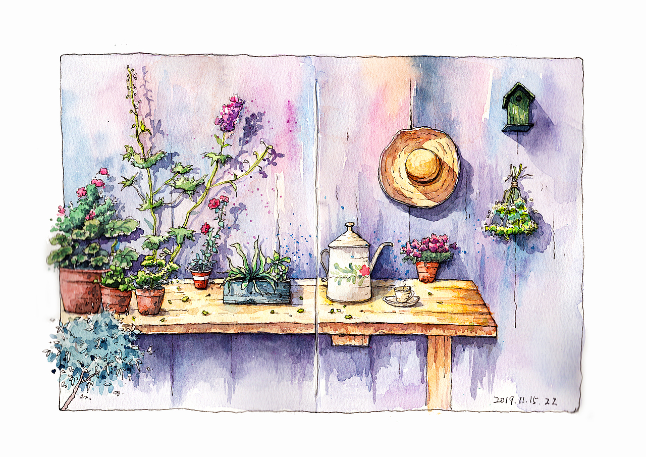 钢笔淡彩| 角落