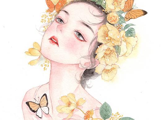 手绘水彩女生系列练习