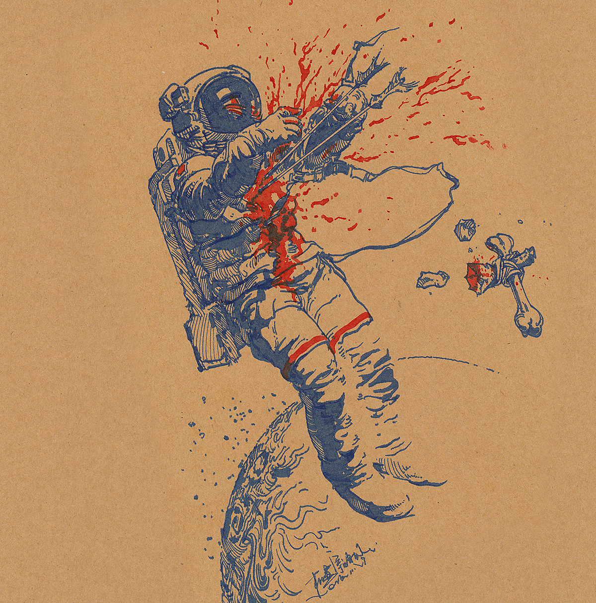 在太空中被追击的宇航员，什么鬼能在此环境下射出这样原始的箭……这个故事可以有前传和后续，是一步惊悚科幻的原始丛林跨越时空的故事……