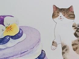 水彩小猫咪