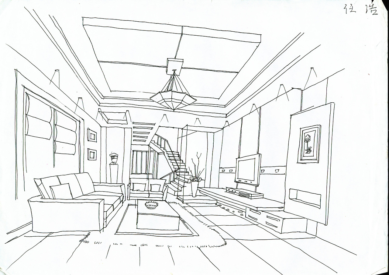 大学时期的室内手绘速写