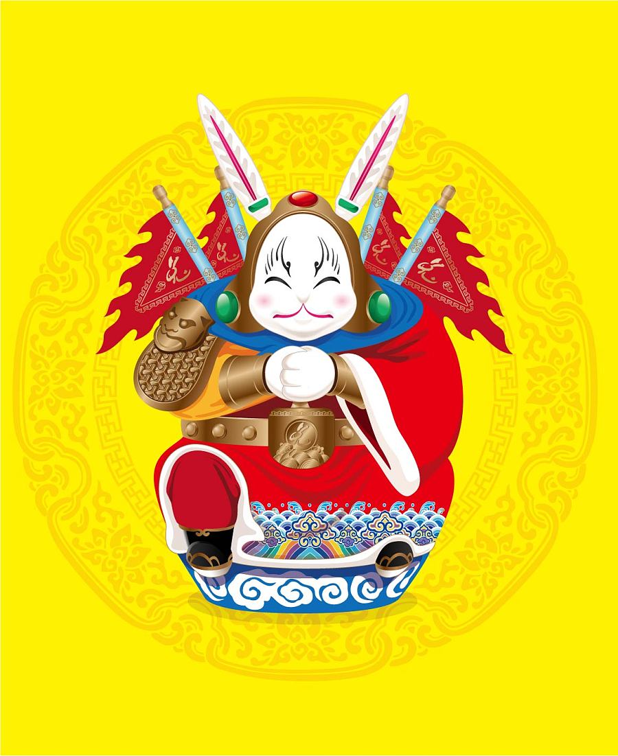 兔子耳朵破了(兔儿爷丢了耳朵读后感),新画的喜庆升官兔爷 ,第2张