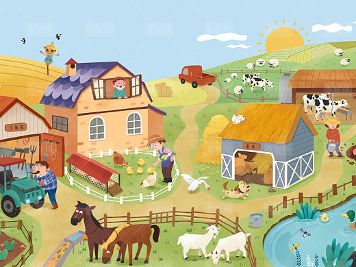 農(nóng)場（個人主頁-ZNTU4OTk0NjQ=） - 兒童插畫 - 站酷設計師李魁梧原創(chuàng)素材 - 站酷ZCOOL
