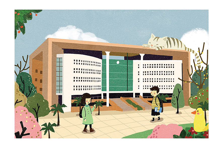 手绘一组明信片