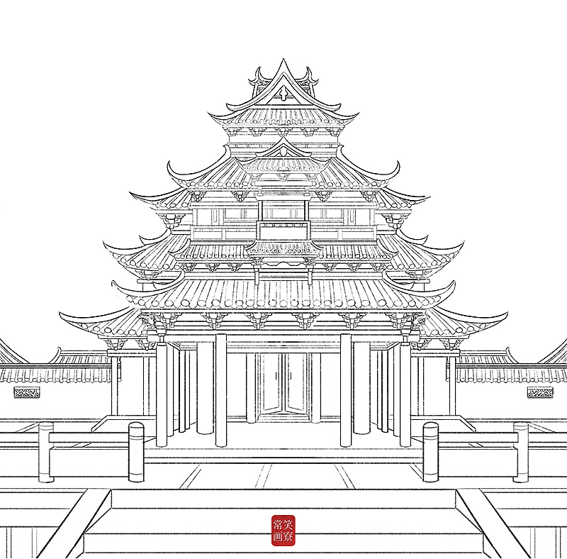 质感古风-夜景下的古建筑