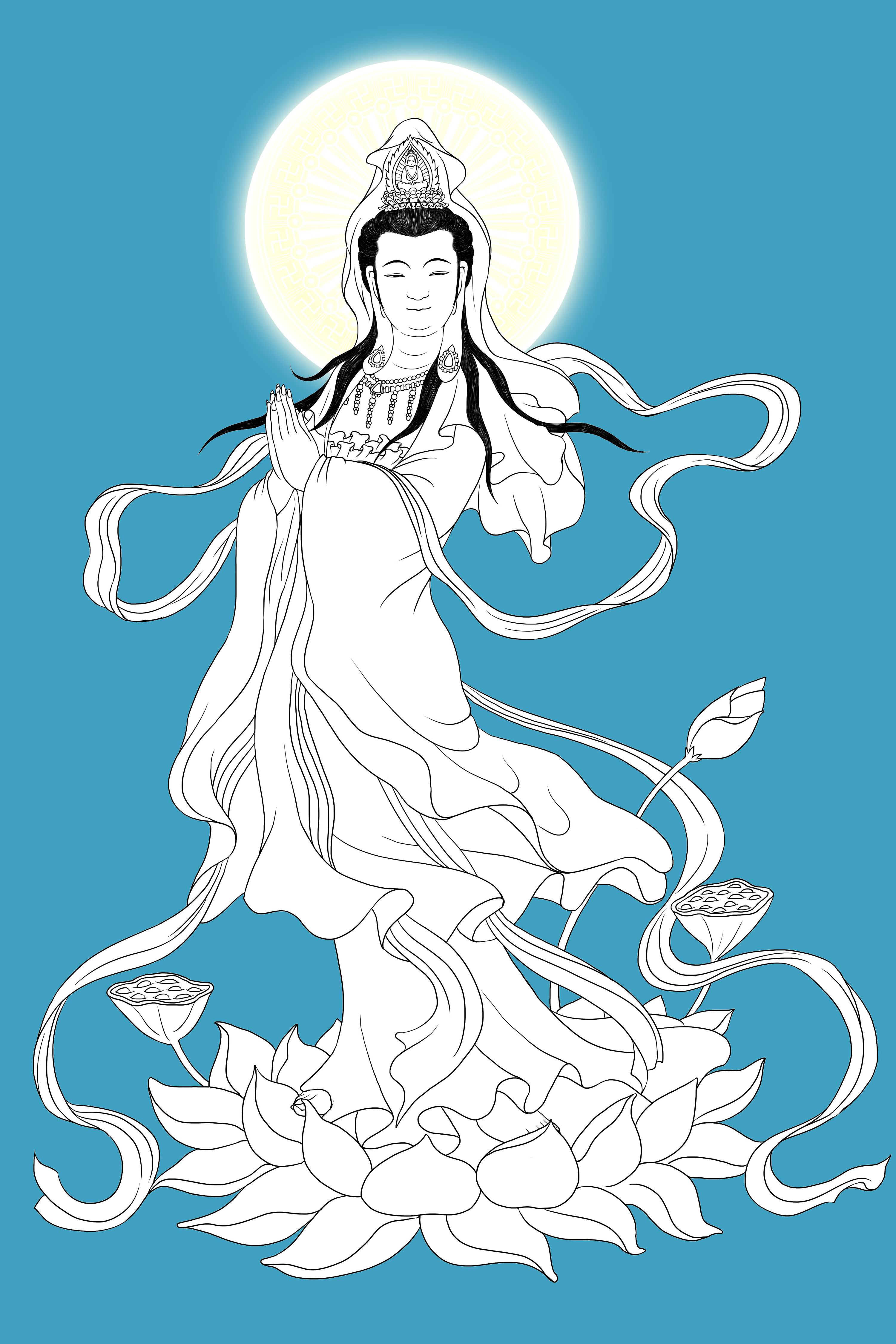 三十三观音----合掌观音|插画|游戏原画|超级无敌红蛋蛋 - 原创作品