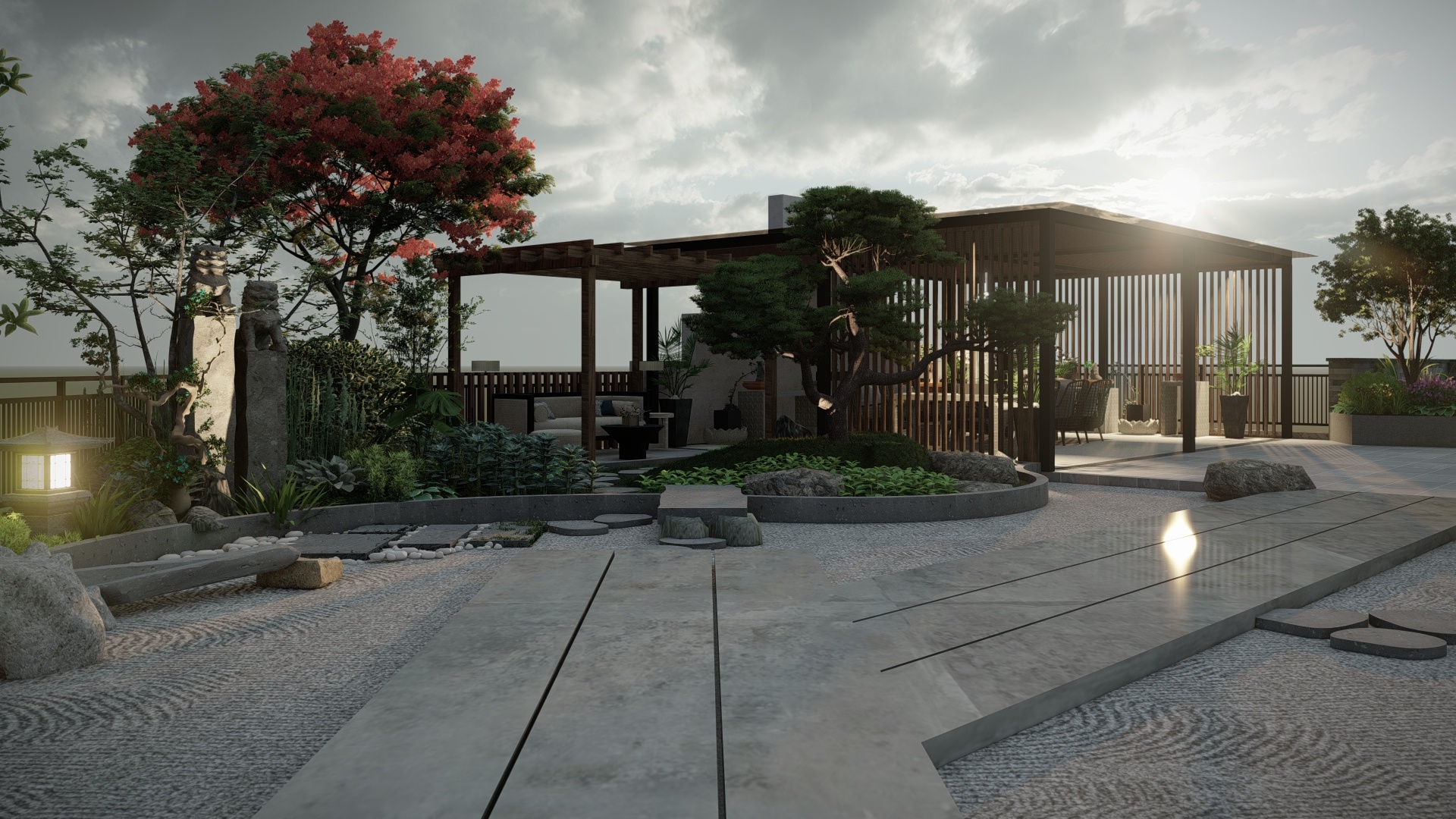 重庆长寿湖500平中式屋顶花园设计|空间|景观设计|合庭院梦景观 - 原