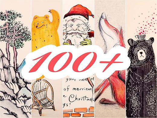 纯手绘明信片／圣诞老人／绘本／书签／祝福卡／节日