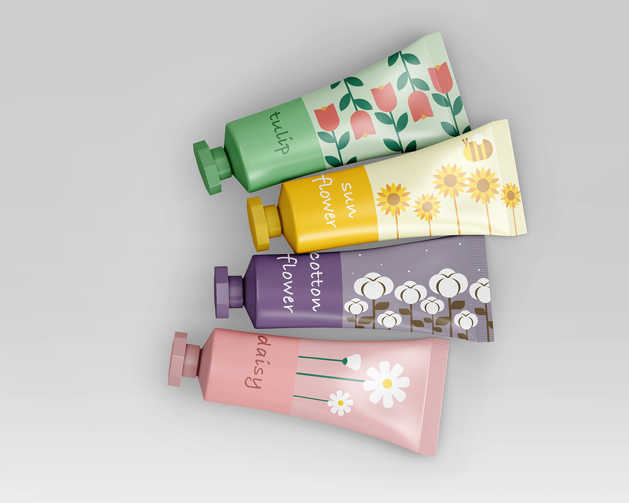 原创几何风格花朵(护手霜包装设计)