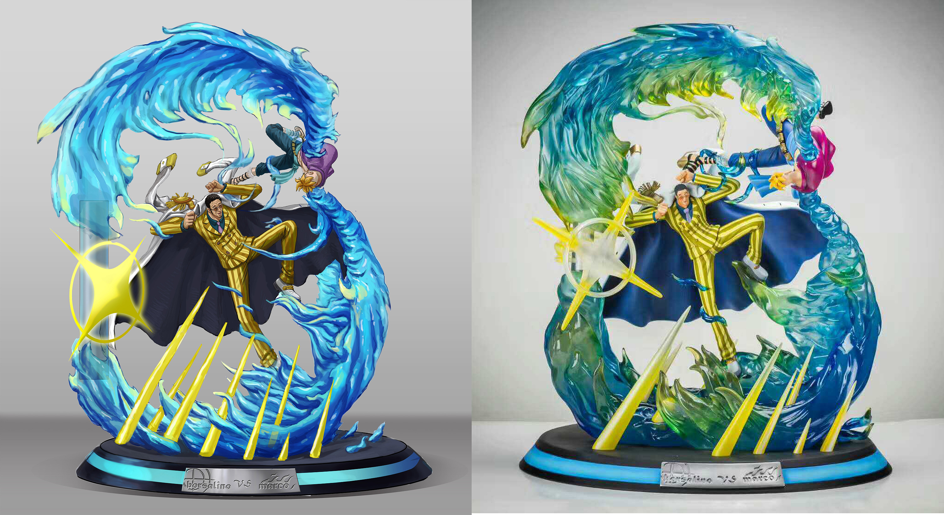 海贼王手办概念—黄猿vs马尔科