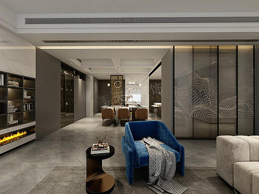 南滨特区200㎡跃层户型设计,轻奢风格装修设计效果图