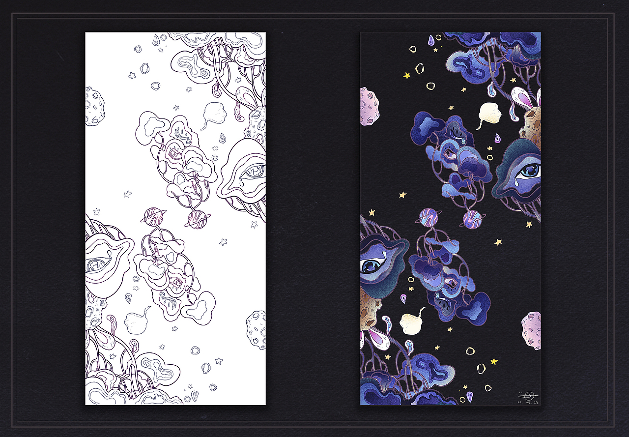 ·画 梦·
<br>宇宙 <br>发芽的星球<br>流泪的眼睛<br>兔子耳朵