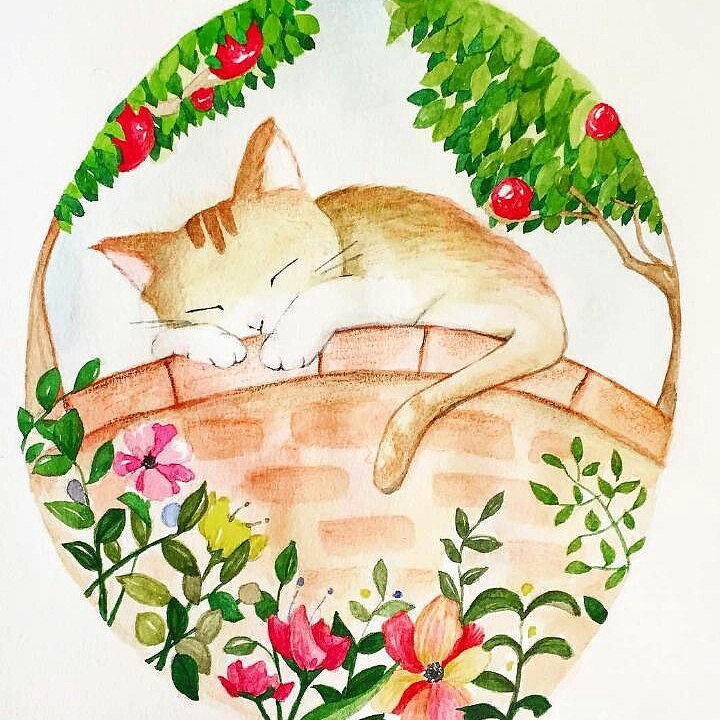 #猫咪字画#平面插画设计