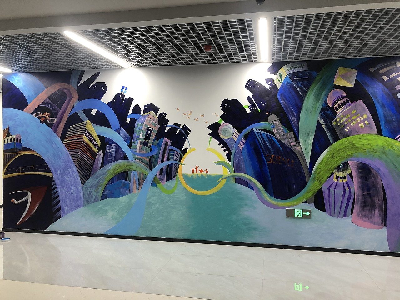 墙绘《雁城》（图ZMzE1MTMzNTg0） - 商业空间设计 - 站酷设计师李树懒原创素材 - 站酷ZCOOL