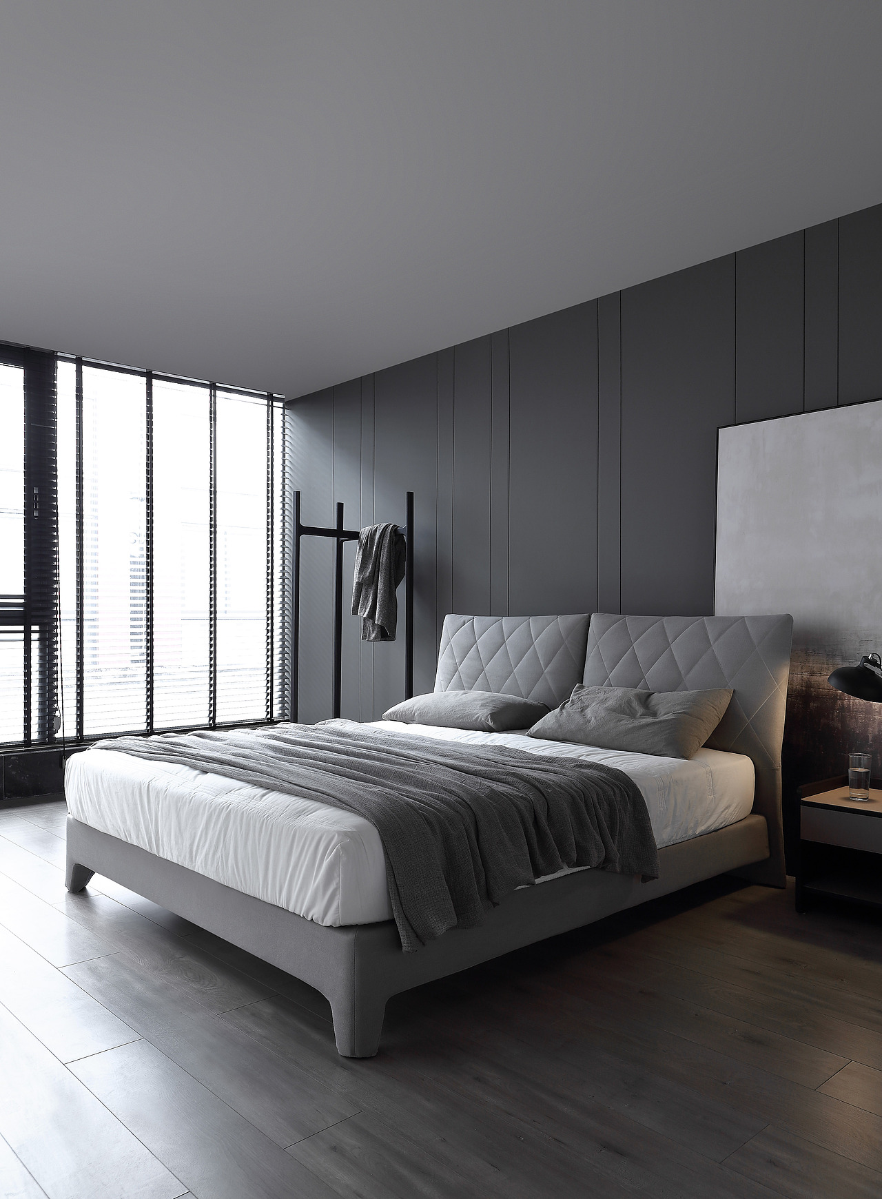 灰色布艺床（图ZMjQxNzM0Mzgw） - 家装设计 - 站酷设计师黑白灰主旋律原创素材 - 站酷ZCOOL