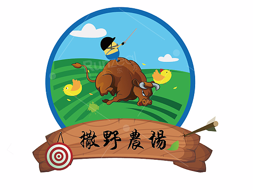 撒野农场农庄卡通logo设计