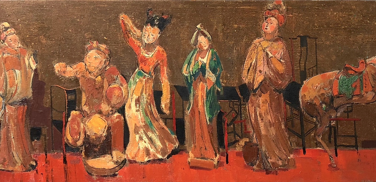 油画作品《长安望断丝绸路》