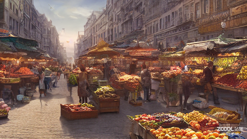 #AI创作实验室#早市（图ZMzE4OTA0MzUy） - AI作品 - 站酷设计师痞子张丶原创素材 - 站酷ZCOOL