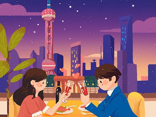 十一座城市扁平插画