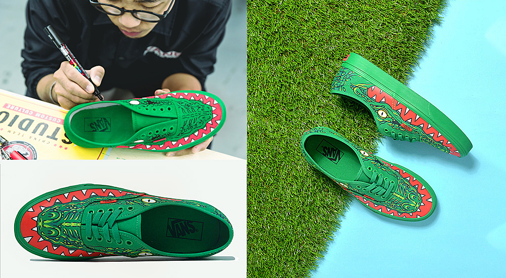 FELIX_勺子 x VANS 联名产品 邪鳄<br><br>用艺术创作表达情绪的FELIX_勺⼦,与希望艺术被更多的人理解,想拓展艺术延伸的可能性的 AMA 一拍即合,FELIX_勺⼦成为 AMA 签约的第一位艺术家。<br><br>签约之后,FELIX_勺⼦拓展了自己的艺术创作方式范畴,他的作品成为了 “最好打卡的艺术装置”。<br>