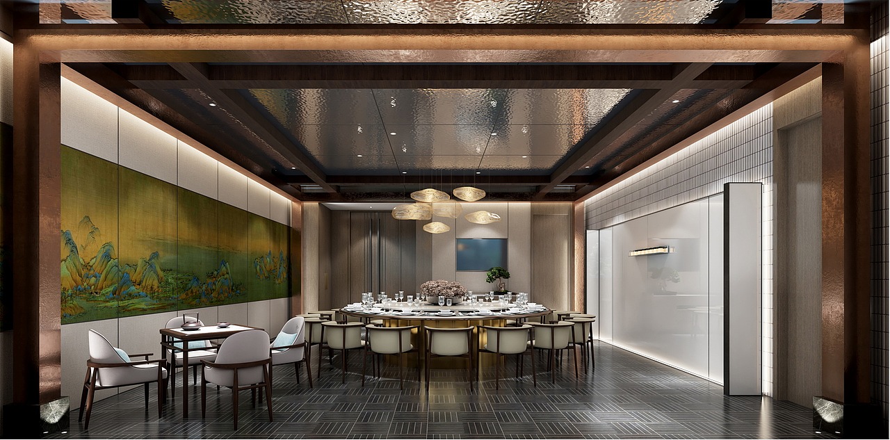 扬州淮扬菜大师作游园餐厅SU模型下载