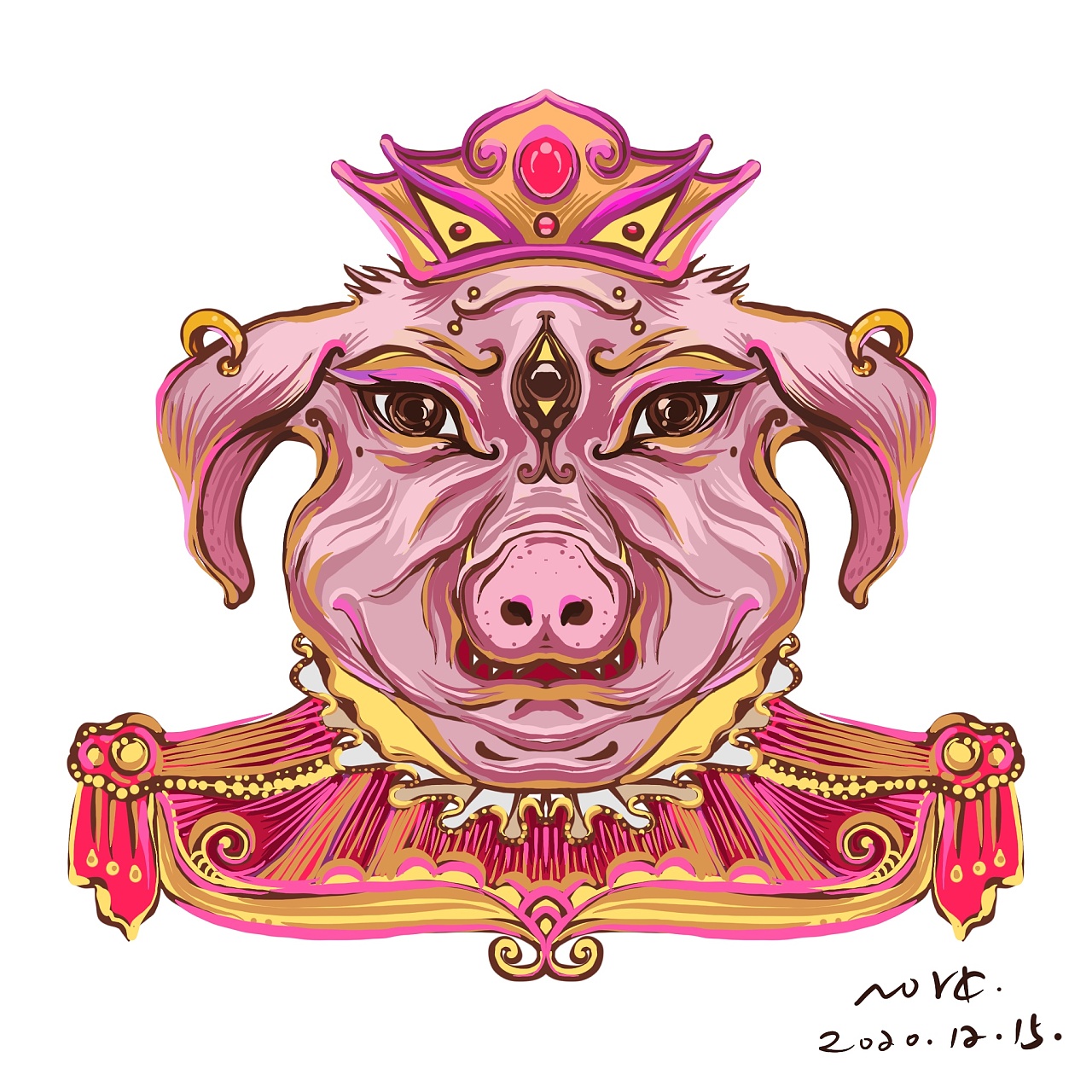 亥猪十二生肖叭咪叭咪哄系列插画