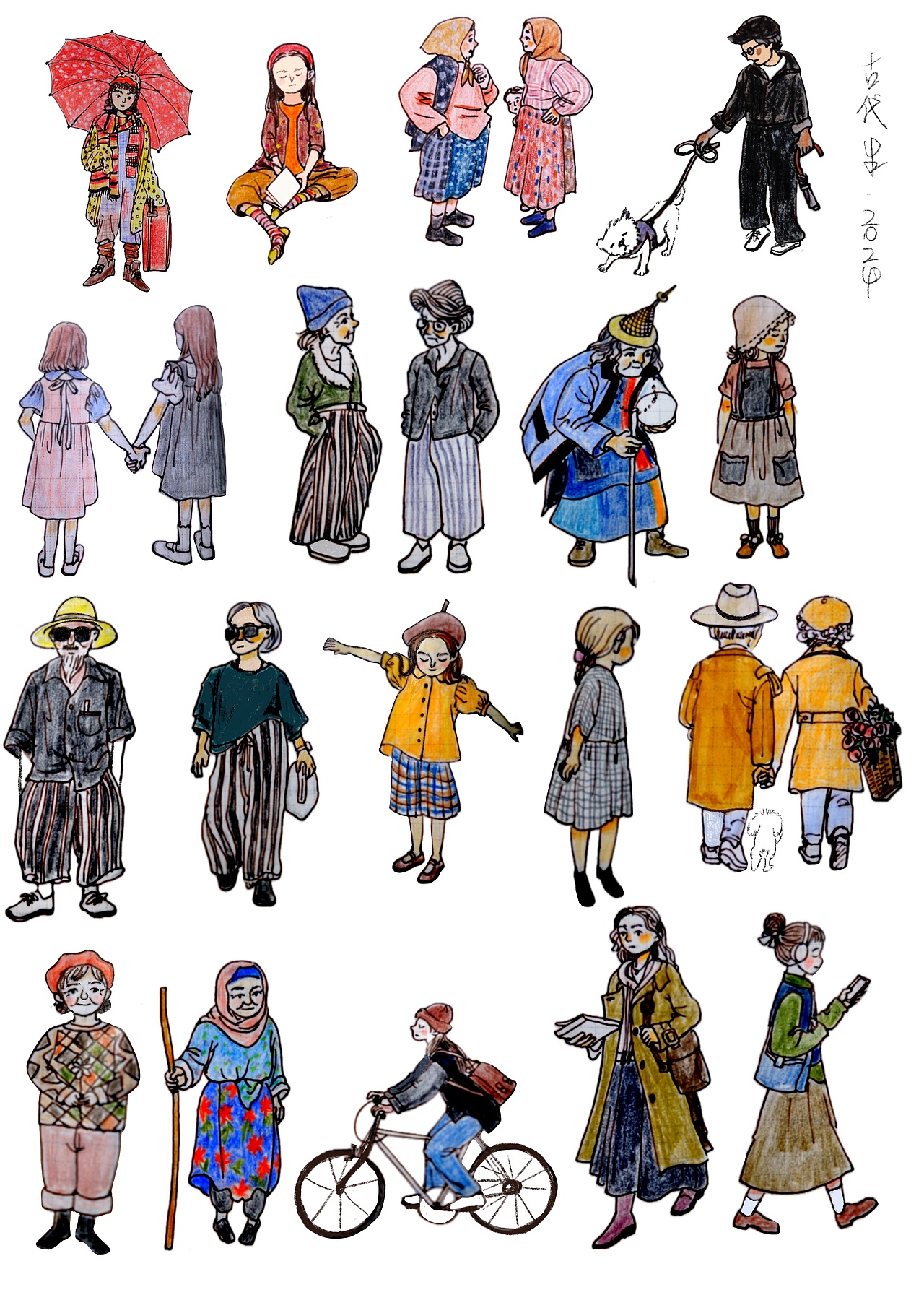 小人物插画（图ZMzc5ODAxOTA0） - 创作习作 - 站酷设计师插画师古代朱原创素材 - 站酷ZCOOL