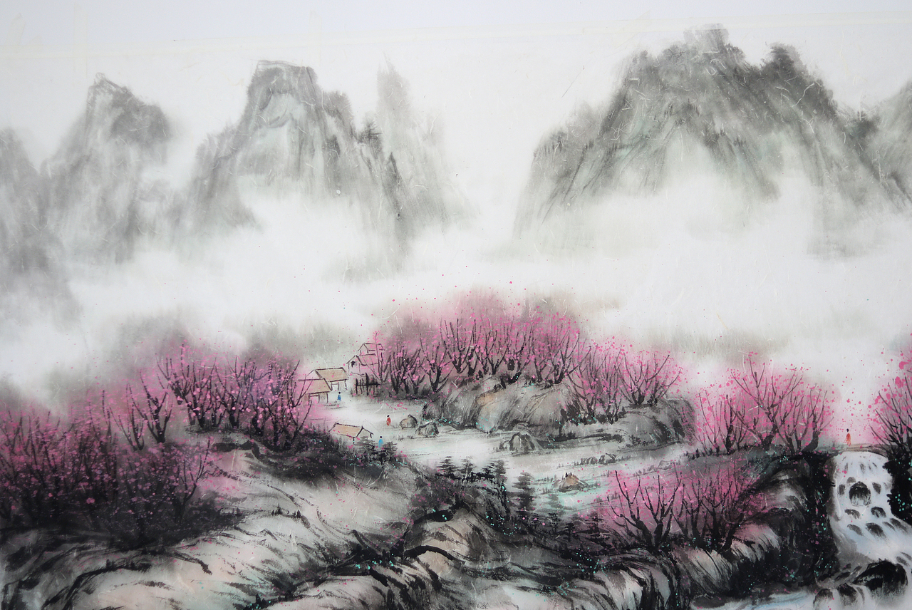 山水画水墨云雾小桥流水十里桃花作品信息创作时间2018/05/08收录收藏