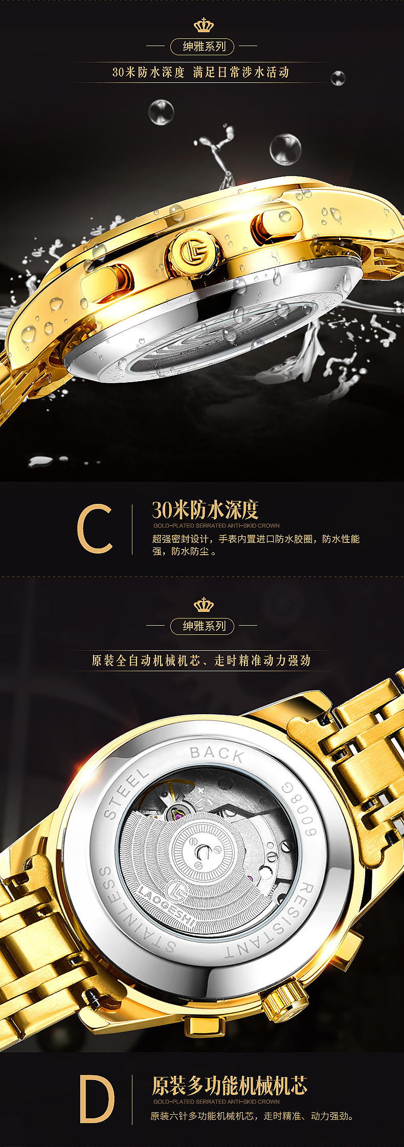 香港LAOGESHI品牌奢华系列手表天猫京东淘宝电商详情页