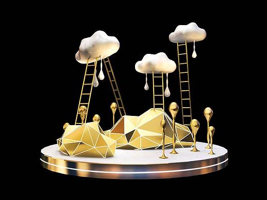 云梯美陈 商场概念美陈 雨天美陈 云朵dp 楼梯 水晶