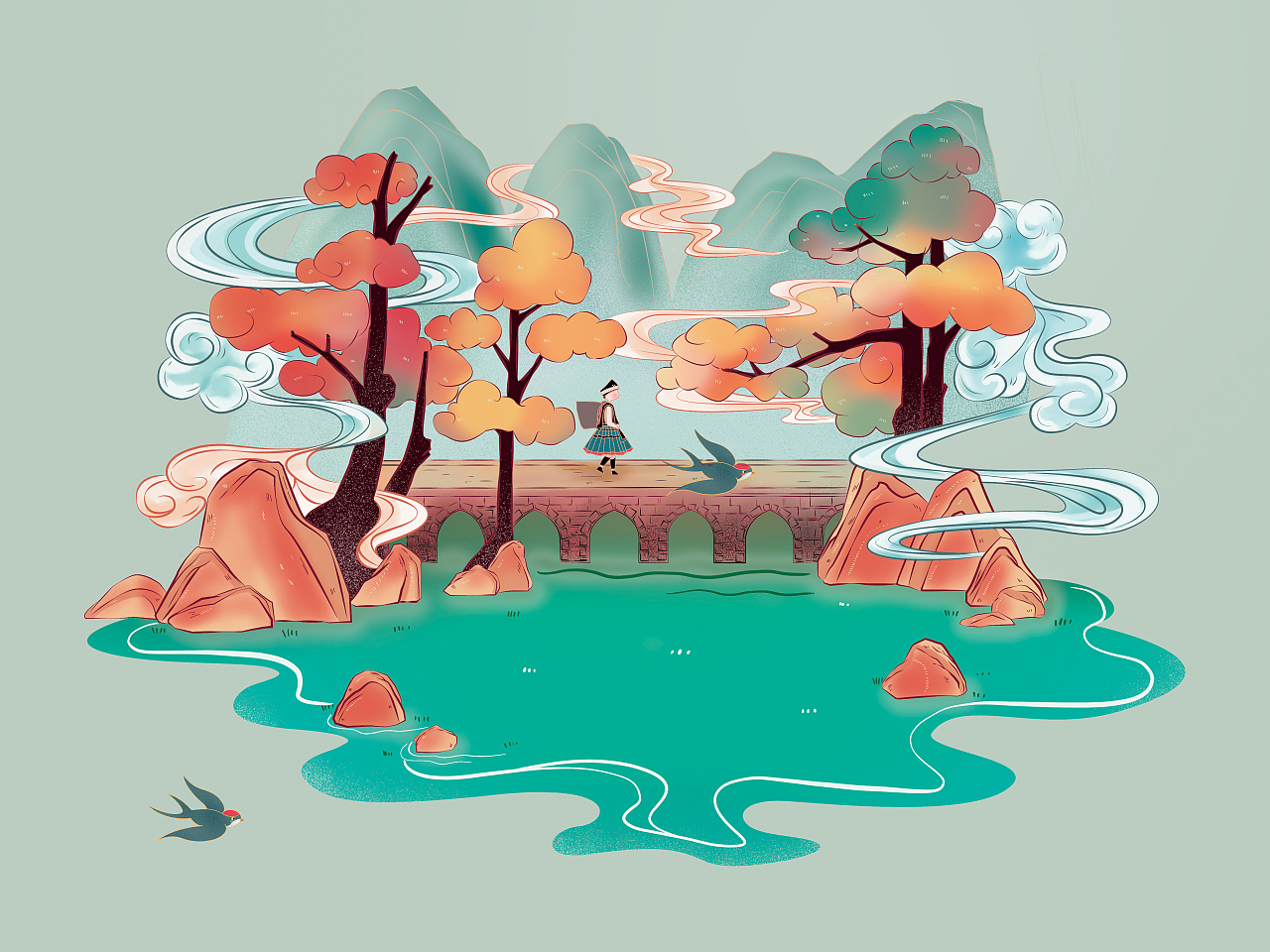 荔波小七孔插画