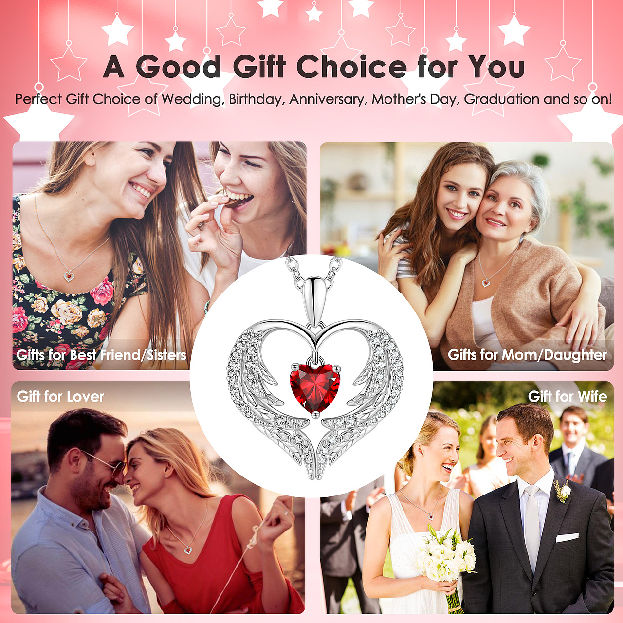 红色锆石羽毛项链主图A+