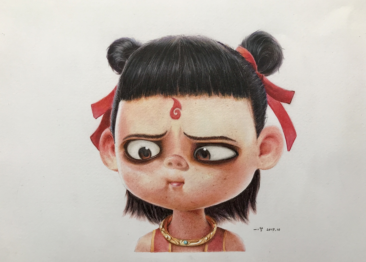 彩铅小哪吒（图ZMTgwNDI1MDg0） - 绘画 - 站酷设计师一兮手绘原创素材 - 站酷ZCOOL