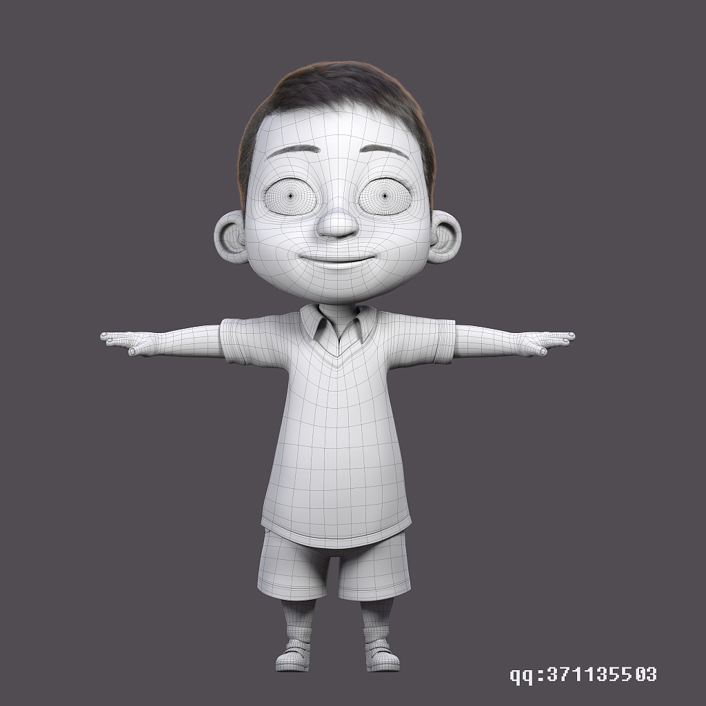 三维卡通角色模型maya模型小男孩卡通人物设计