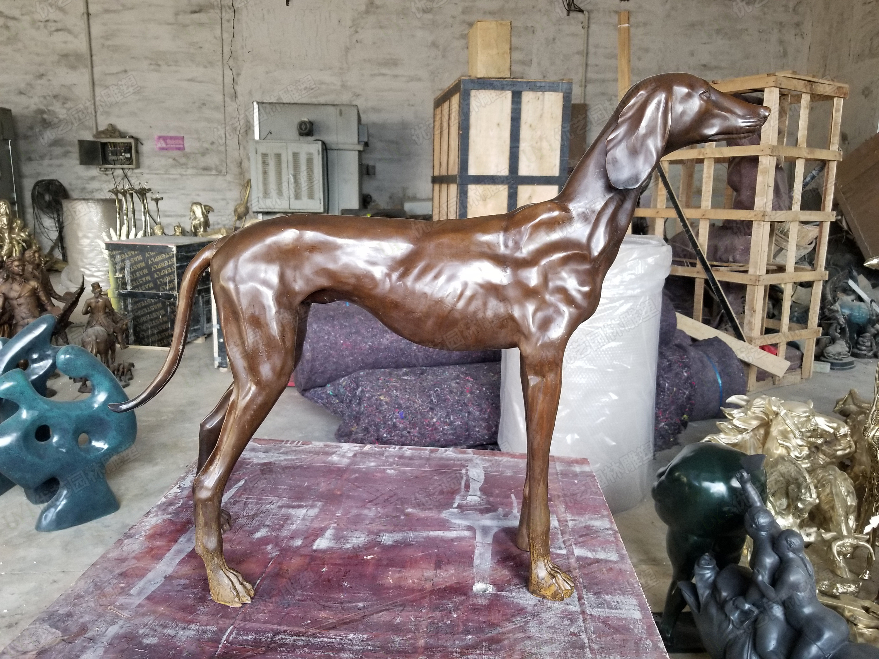 铜狗猎犬雕塑摆件——灵缇犬