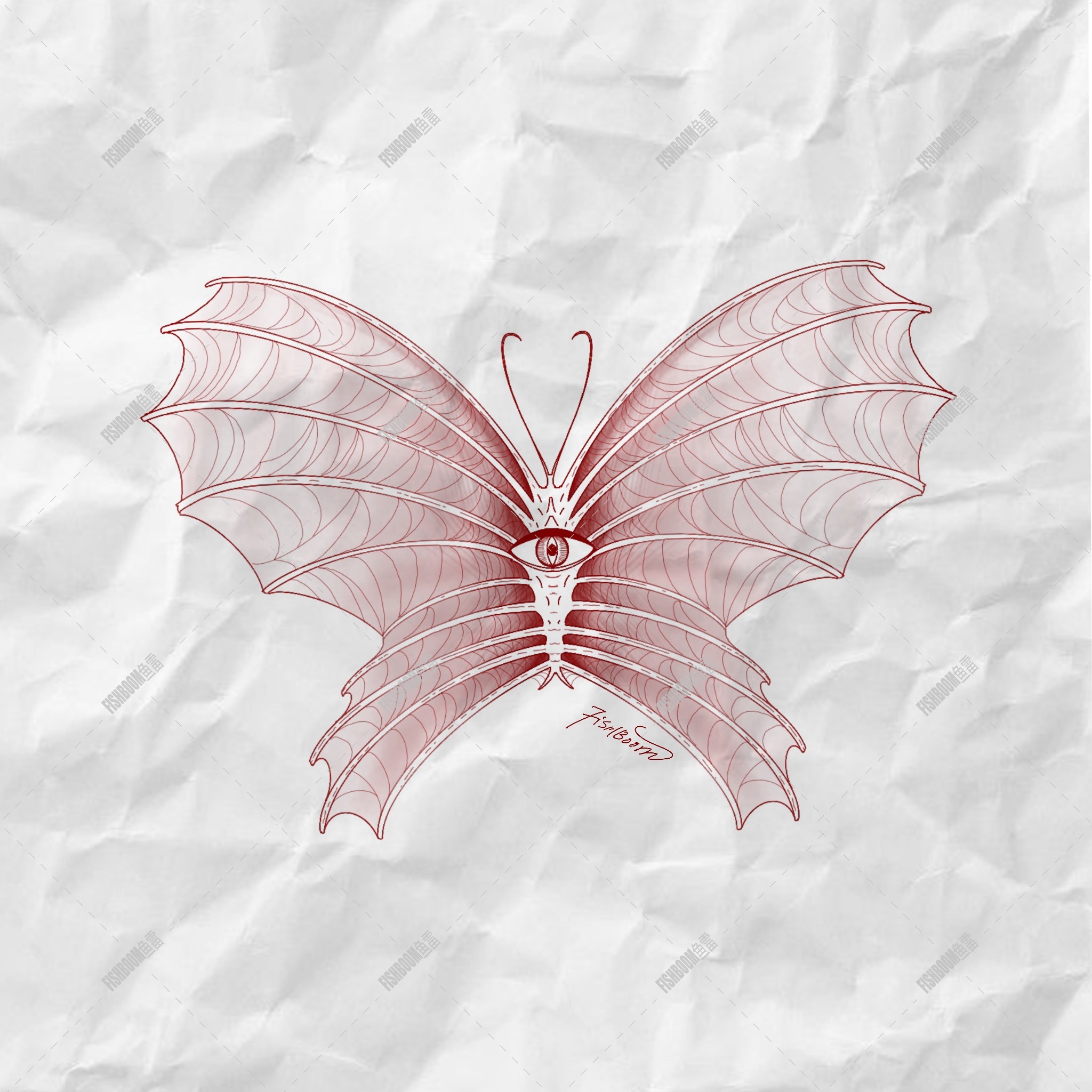 挑战画100只蝴蝶第3只《骨骼》 我的100条蛇已经画完