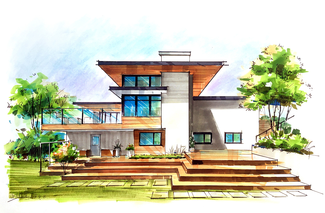 推 荐水彩明信片系列2钢笔淡墨-苏州记录城市速写-一月份记录