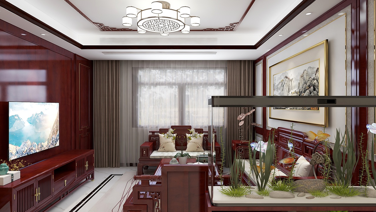 中式红木家具室内效果（图ZMjI5MzA3OTQ0） - 家装设计 - 站酷设计师筑巢设计原创素材 - 站酷ZCOOL