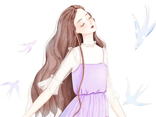 板绘少女小姐姐  包装插画