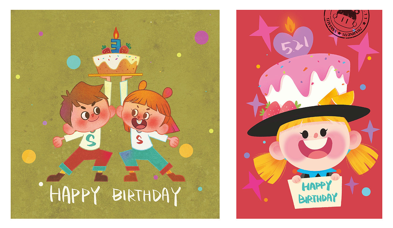 我的生日贺图和小哥哥的生日贺图!(自己给自己画贺图也是没谁了吧哈哈哈!)