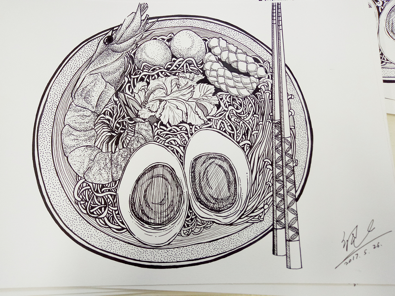 黑白插画舌尖上的中国