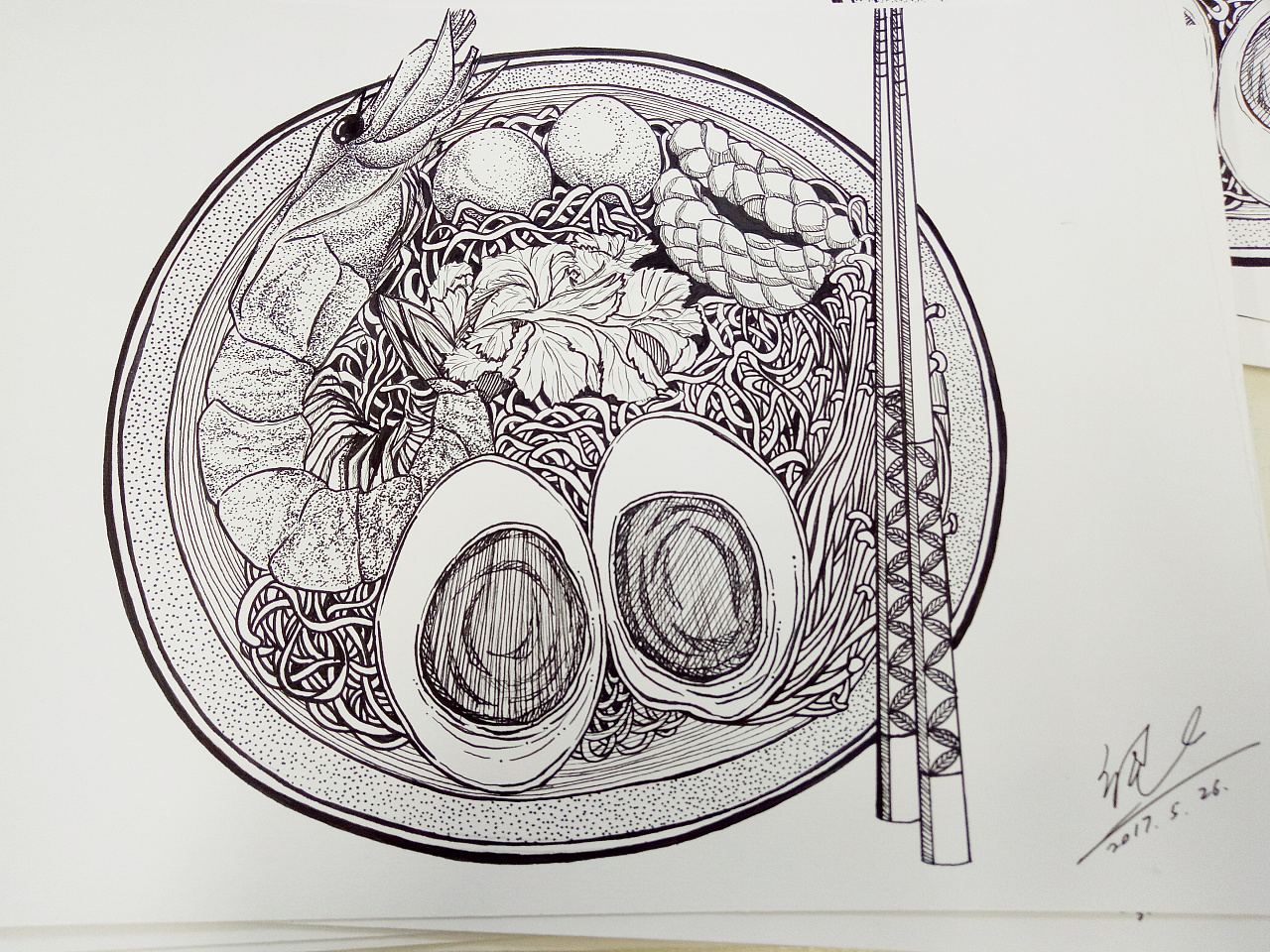 黑白插画——舌尖上的中国