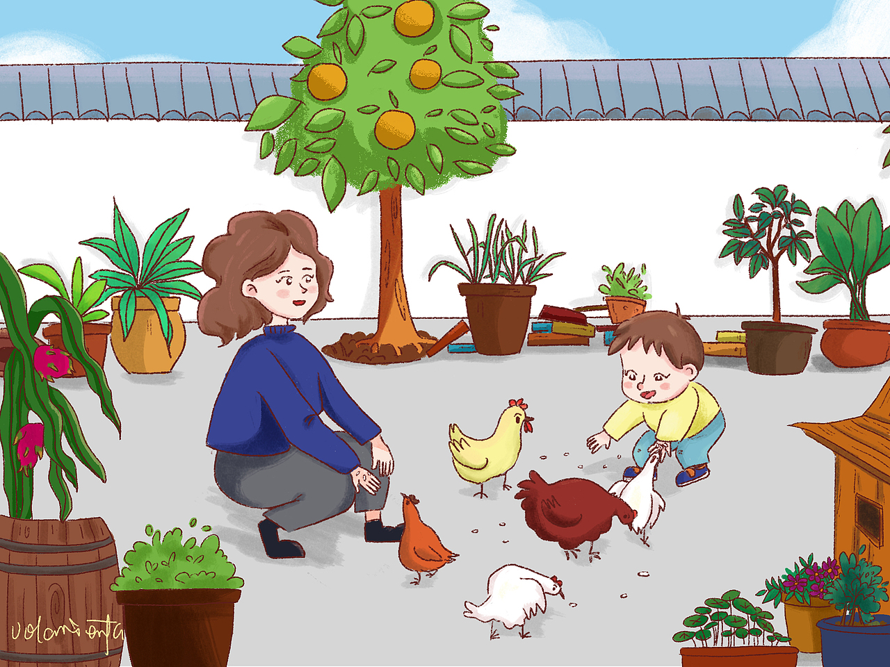 母亲的爱（图ZMjQxMzEwNDI4） - 儿童插画 - 站酷设计师Volarienta原创素材 - 站酷ZCOOL